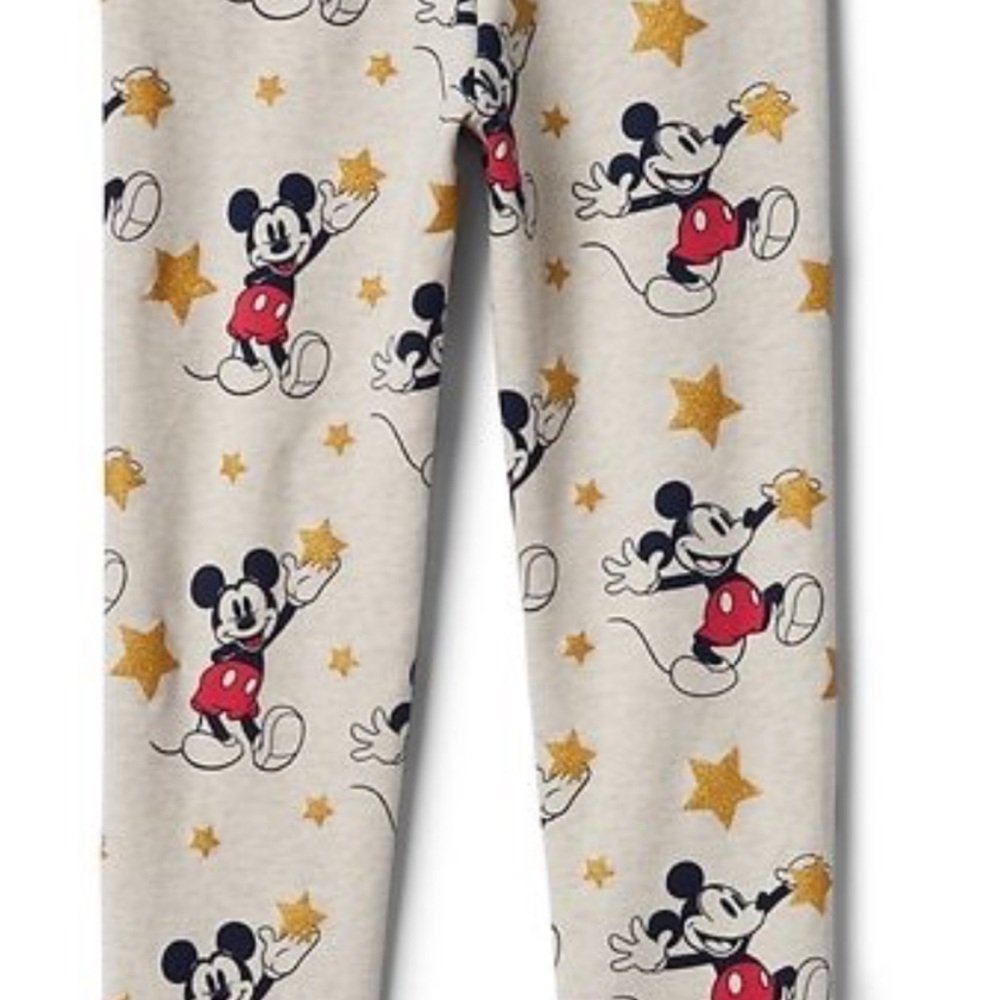 GAP Kids Mickey Mouse Star Print Pajama Pants - Cream, Red, Black, Gold